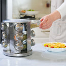 Porta Temperos e Condimentos Giratório em Inox - 12 Potes